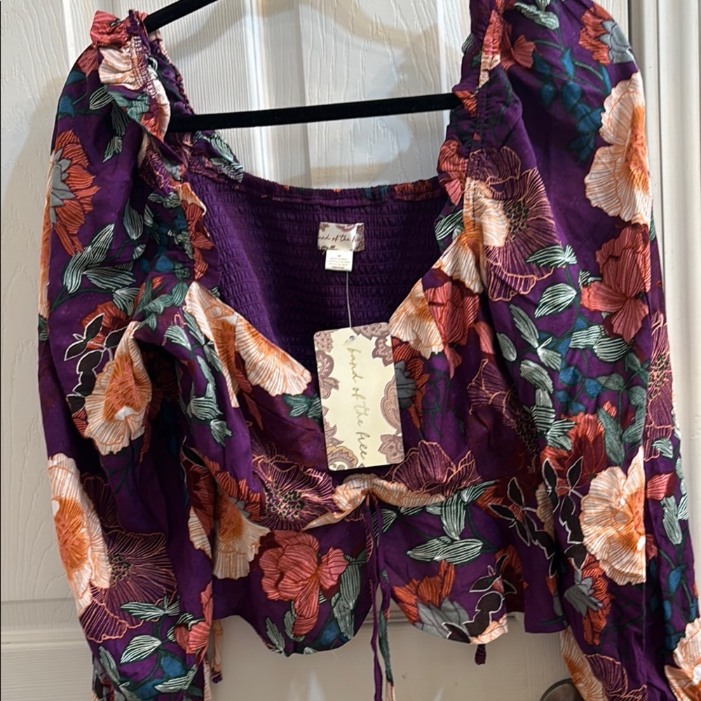 Land Of The Free Floral Purple crop Top